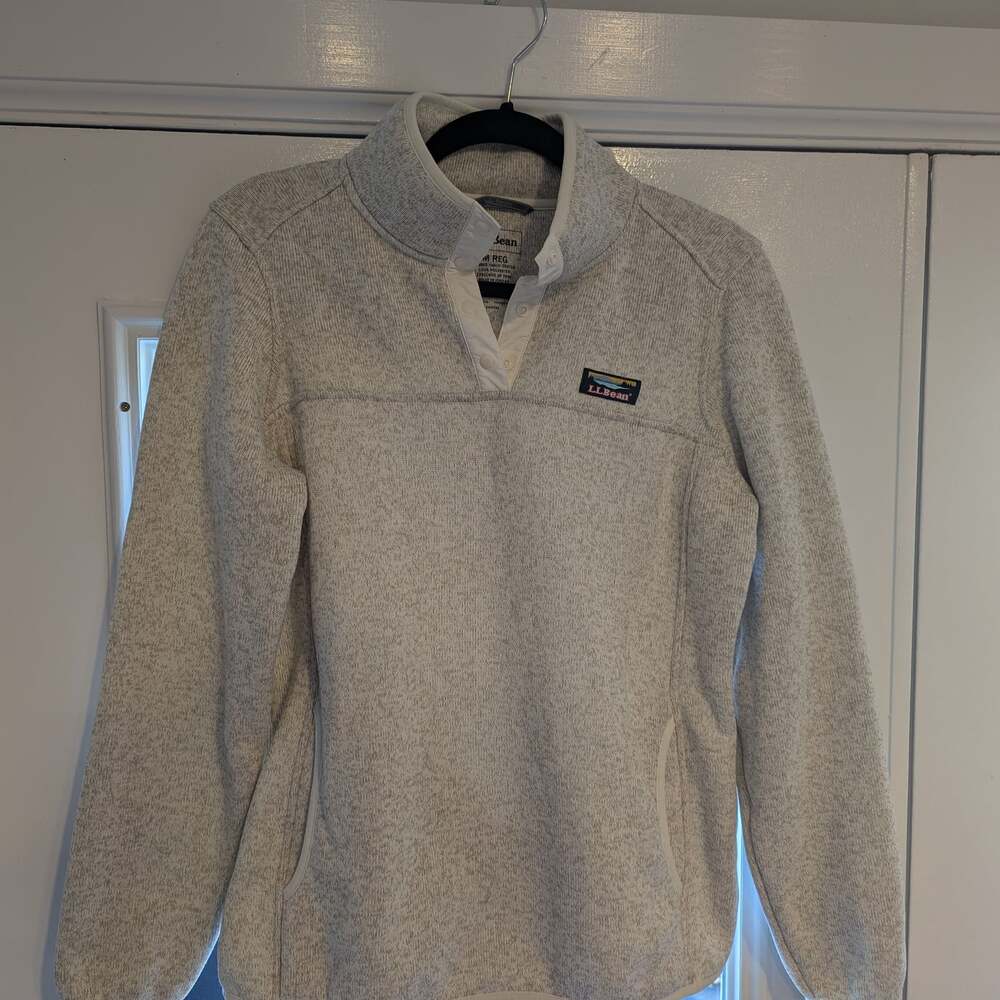LL bean sweater fleece pullover Offwhite/ cream...Men's M